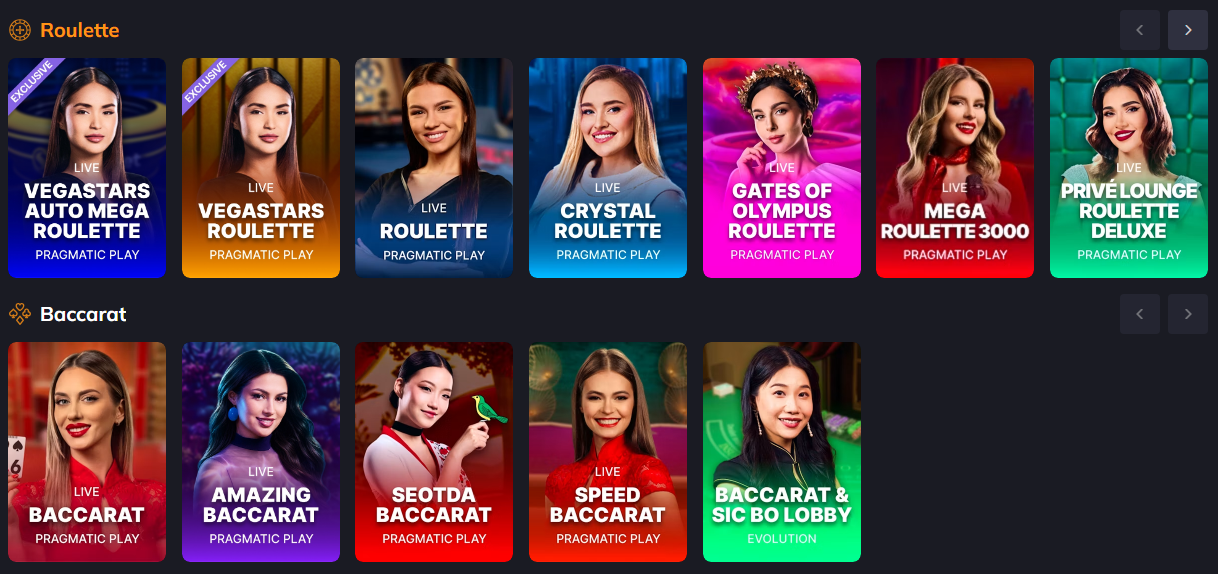 Vegastars Live Roulette at Vegastars Casino